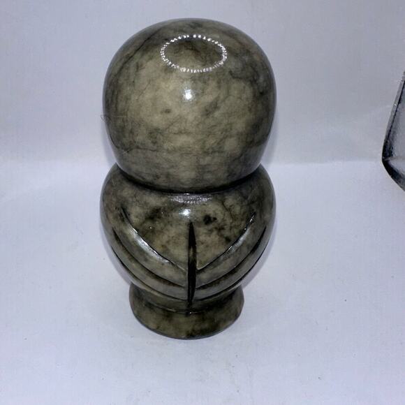 Vintage Hand Carved Volterra Alabaster Marble Owl Paperweight Made In Italy - Picture 3 of 7